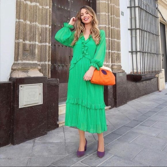 Zara | Dresses | Zara Green Ruffled Midi Dress New | Poshmark Zara | Dresses | Zara Green Ruffled Midi Dress New | Poshmark